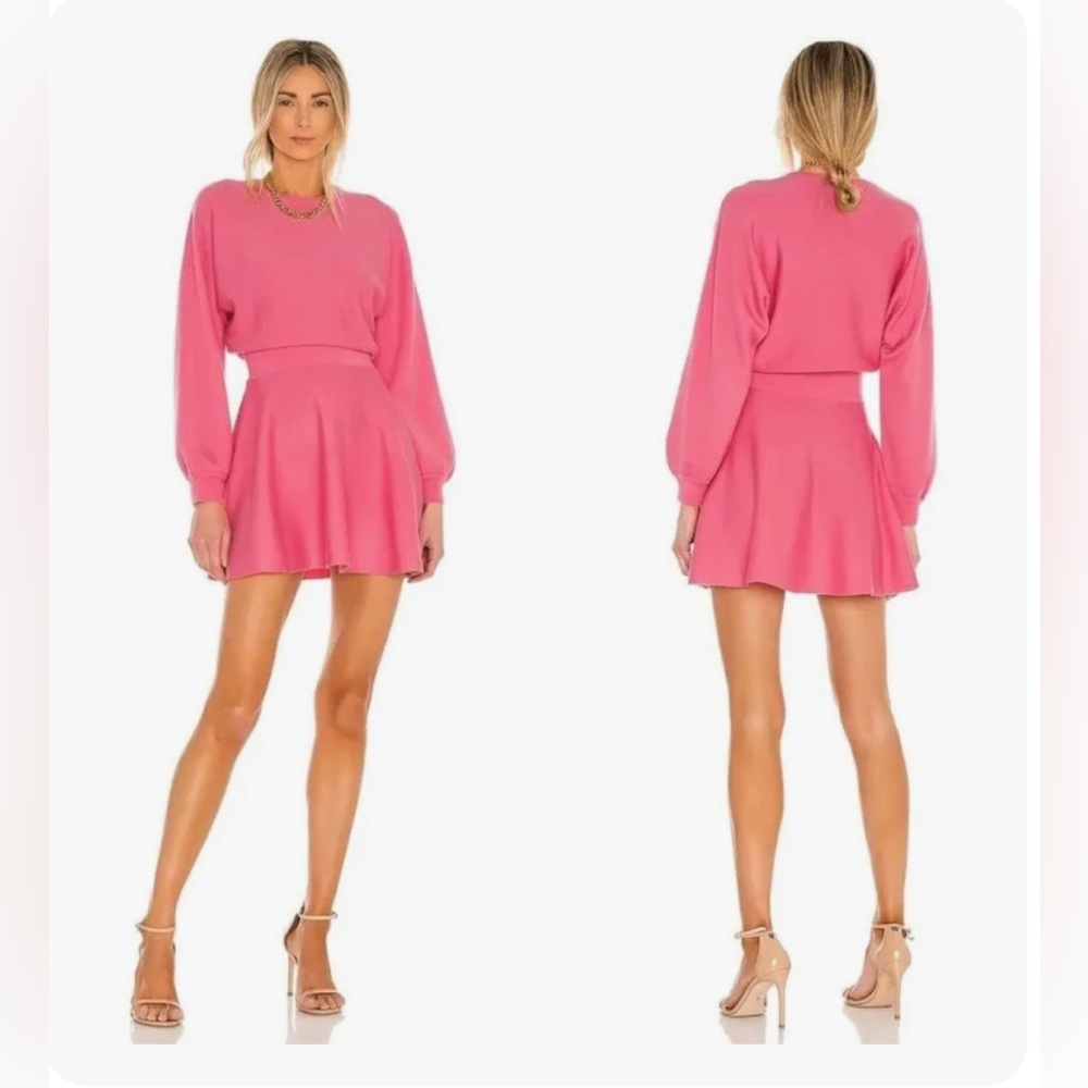 Alice + Olivia BARBIECORE Murray Fit Flare Dress in Calypso Pink medium
